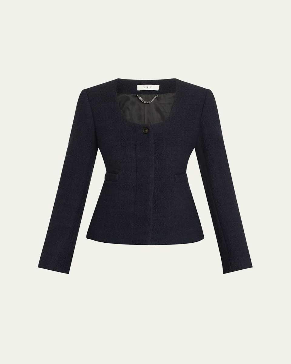 Irene Scoop-Neck Tweed Jacket
